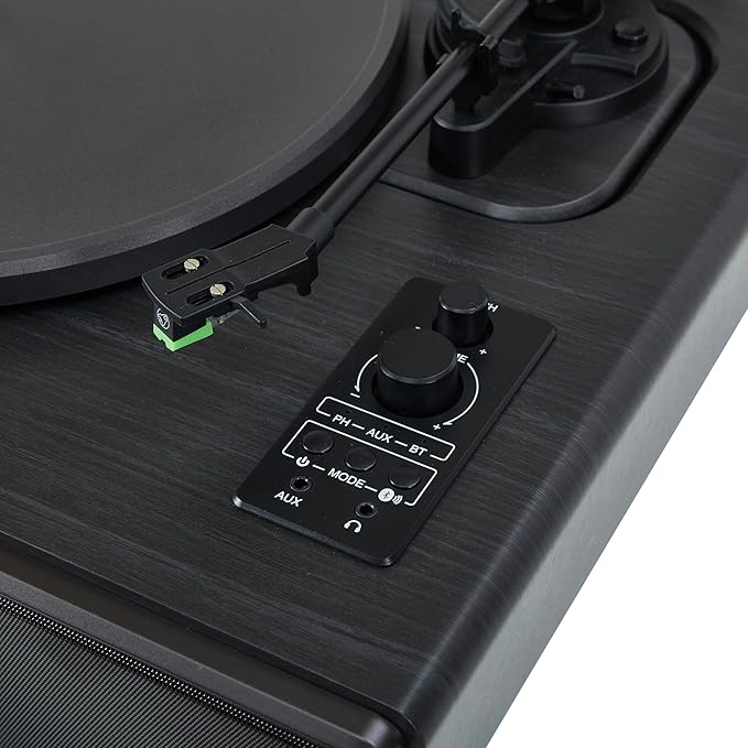 Arkrocket Huygens High Fidelity Bluetooth Record Player with Built-in Speakers Belt Drive Vinyl Turntable with Moving Magnet Cartridge, Bluetooth Input Output and Aux-in (Huygens Black)