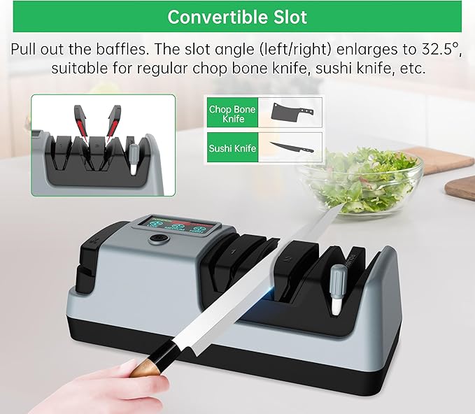 5 in 1 Adjustable Speed Electric Knife Sharpener(Grey)&3 Stage Electric Knife Sharpener(Grey)