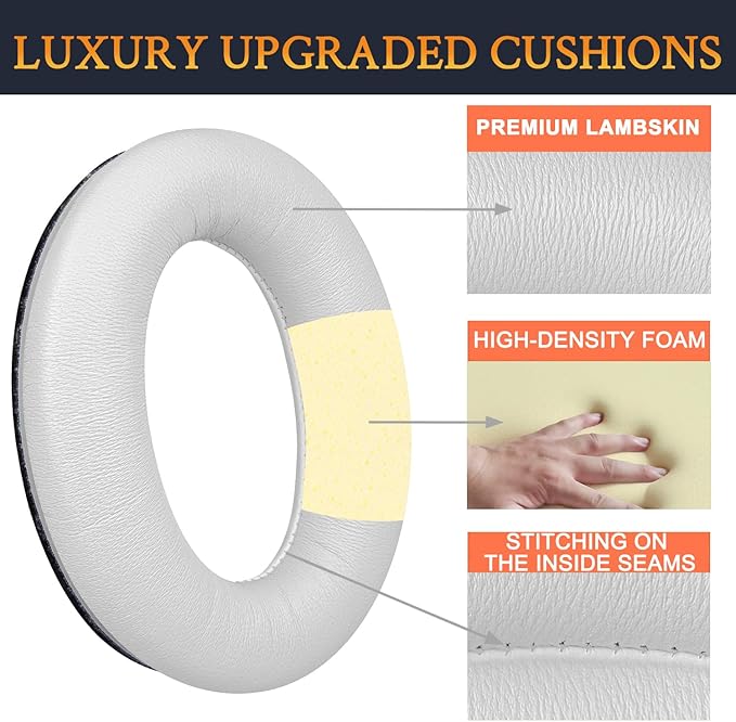 SOULWIT Lambskin Earpads Replacement for Bose QuietComfort 45 (QC45)/QuietComfort SE (QC SE)/Quiet Comfort Wireless Over-Ear Headphones, Ear Pads Cushions with High Density Foam - Brilliant White