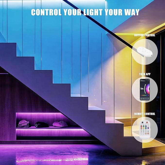 32.8ft Bluetooth RGB COB Led Strip Light, Color Changing with App, Music Sync COB Led Light Strip, Bright Flexible Multicolor Led Strip Light for Kitchen, Room, Party Decoration