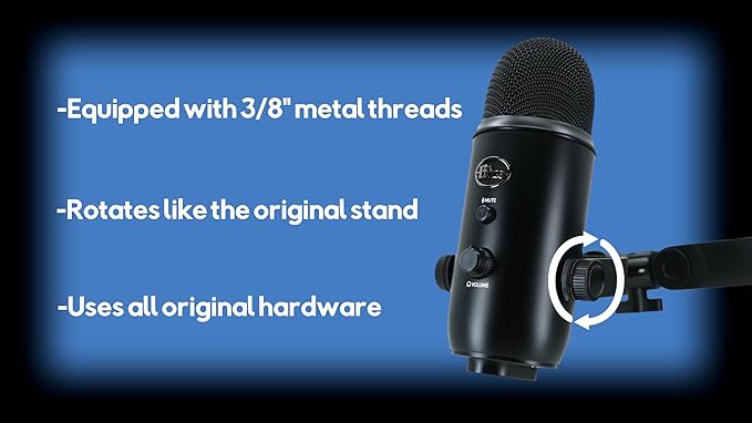 Desk Cookies Blue Yeti Microphone Mount 3/8" Adapter, Boom Arm Attachment, Durable Mounting Threads, Microphone Holder, Slim Profile (Matcha)