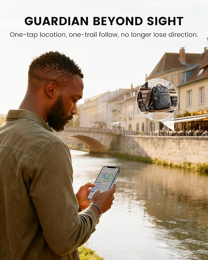 4-Pack Tracker Tags for iOS (Not for Android), Louder Sound Key Finder with an Extra Replacement Battery, Item Finder Air Tracker Smart Tag for Keys, Wallet, Suitcase, Luggage