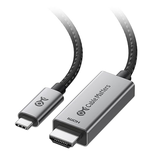 Cable Matters 48Gbps 8K Unidirectional USB C to HDMI 2.1 Cable for macOS, Windows - 6ft, Supports 4K@240Hz / 8K@60Hz with HDR, Thunderbolt 4 to HDMI 2.1 Cable, No Firmware Update Needed