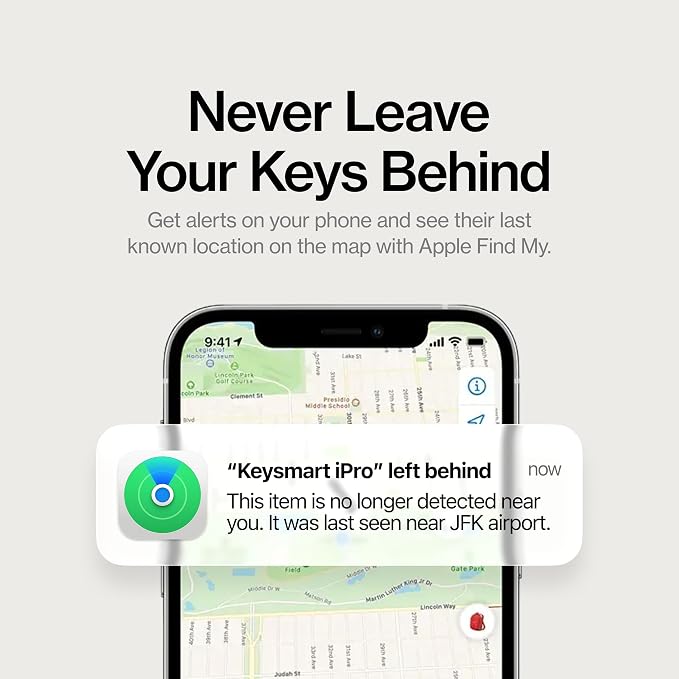 KeySmart iPro - Key Finder Locator with Sound, Keychain Key Holder, Apple Find My App Compatible, Key Organizer, Compact Clutter-Free Key Chain Tracker, Rechargeable Battery (Up to 14 Keys, Green)