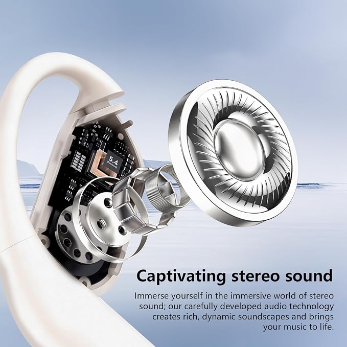 Open Ear Clip Wireless Earbuds Headphones, Bluetooth 5.4, Open Ear Design, Built-in Mic, IPX7 Waterproof, LED Display Charging Case,Ear Hooks Ear Buds Ultra for Fitness/Travel/Gym/Running/workout
