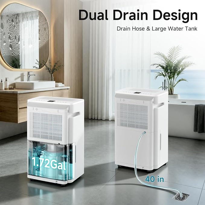 Dehumidifier, Max 80 Pint Dehumidifier for Basement, Up to 4500 Sq.Ft with Drain Hose,Humidity Control and Auto Shut-off,Quiet Smart Compressor for Home, Bathroom, Garage and Large Rooms