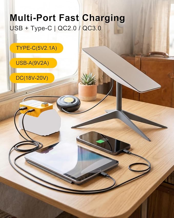 Starlink Mini Battery Adapter Compatible with DeWalt 20V Battery – Portable Off-Grid Power Supply with USB & Type-C Fast Charging, 10FT Heavy-Duty Cable, with Low-Voltage Protection and Storage Box