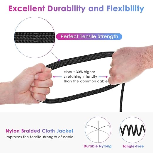 15FT Instrument Cable - Electric Guitar & Bass Cable with Right Angle 1/4 Inch Connector, Black