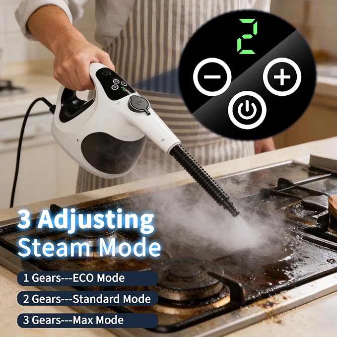 Handheld Steam Cleaner for Home – 3s Instant Heat-Up, Lightweight, and Easy Refill – Portable Steamer for Grout, Furniture, Kitchen, and More(White)