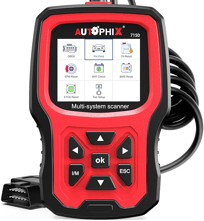 AUTOPHIX 7150P+ OBD2 Scanner Fit for Ford Lincoln Mercury, Full System Diagnostic Tool with All Reset Service, Full OBD2 Code Reader with Battery Registration ABS Bleeding Oil EPB ETC Reset