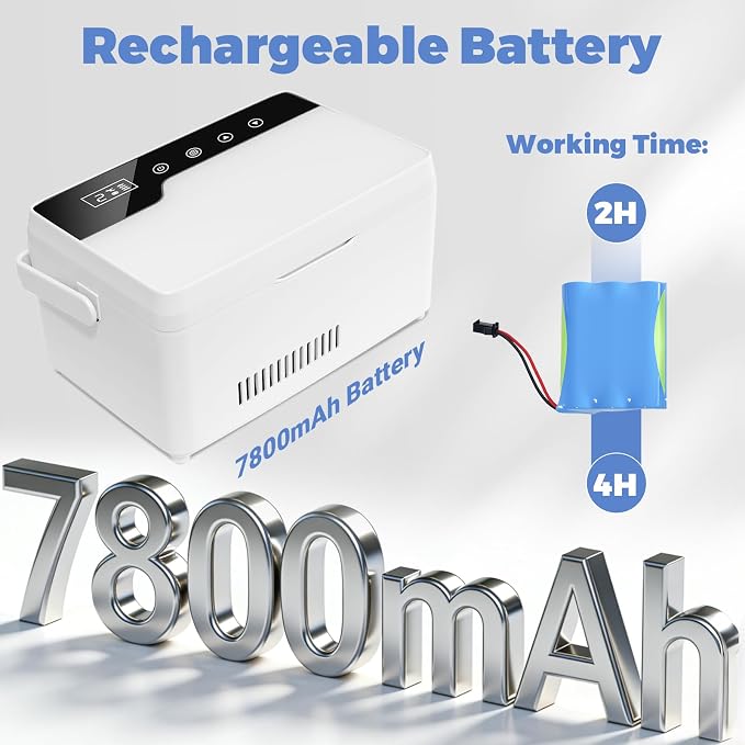 Electric Travel Insulin Cooler Case TSA Appoved, Mini Insulin Fridge Box, Portable Insulin Refrigerator, Rechargeable Diabetic Cooler Box, 2-18℃, Temperature Display, Built-in Battery (Large)