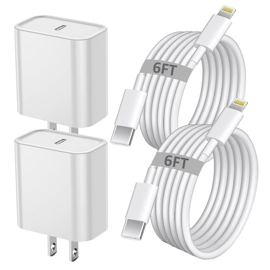iPhone Fast Charger, iPhone Charger Fast Charging 2Pack PD 6FT Type C Quick USB C to Lightning Cable Cord Fast Charger iPhone USB C Wall Block Plug for iPhone 14 13 12 11 Pro Max XR XS X,iPad AirPods