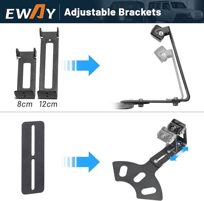 EWAY Light 2.0 Spare Tire Reverse Backup Camera for Jeep Wrangler JK Compass Commander Patriot Liberty 2007-2018, Upgrade Ajustable Brackets for Flexible Angle, Hitch Camera with 90° Ajustable Angle