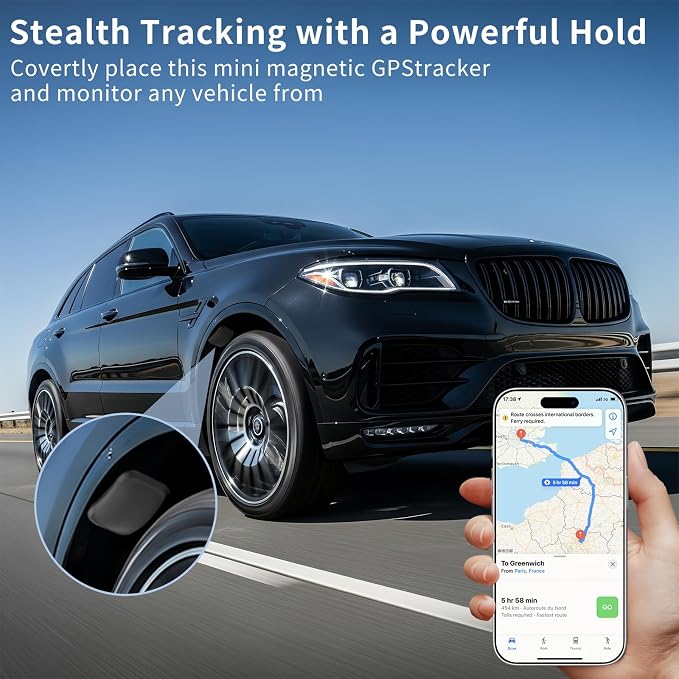 GPS Tracker for Vehicles, Works with Android & iOS Apple Find My, No Monthly Fee or Subscription, Hidden Magnetic Car Tracking Device, Mini Smart Tags Finder for Motorcycles, Keys, Suitcases, Luggage