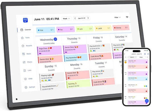 10.1 inch Wall Planner Digital Calendar & Chore Chart,Smart Touchscreen Interactive Display for Family Schedules,Hearth Display Digital Calendar, Digital Photo Frame Share Moments from Anywhere