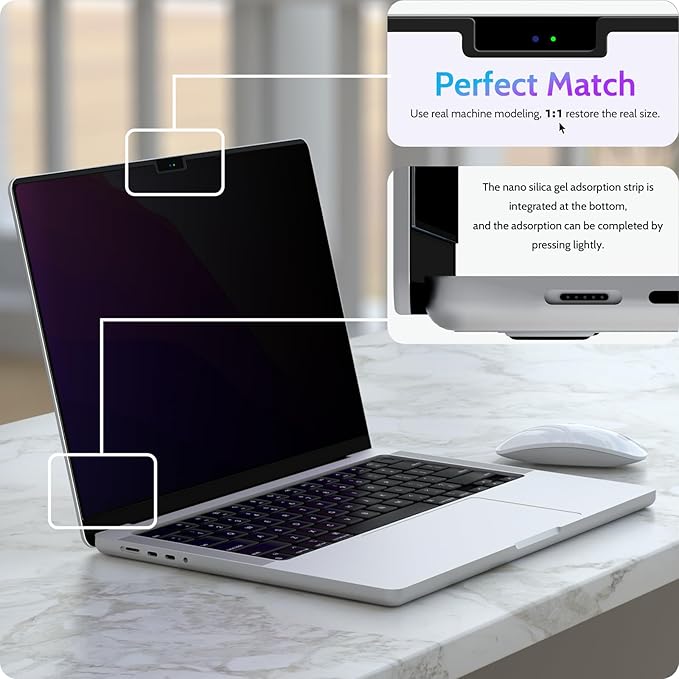 Peslv Magnetic Privacy Screen for MacBook Air 15 Inch (2023-2026, M2 M3 M4 M5) - A2941 A3114 A3241 A3448, 15inch Removable Matte Anti Blue Light Glare Filter for Mac Air 15.3" Laptop Computer