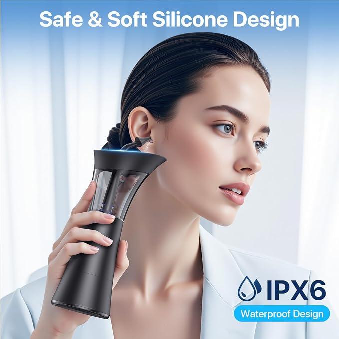 Ear Wax Removal Kit with 200ml Dual Tank, IPX6 Waterproof Ear Cleaner for Home Use, 4 Modes & Warm Water Temperature Sensor