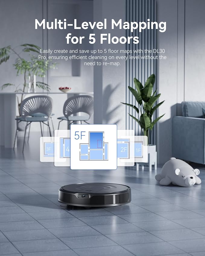 Robot Vacuum and Mop Combo, LiDAR Navigation with Ultra Slim Design, Smart Mapping Robotic Vacuum Cleaner, 9000Pa Suction, Customizable Cleaning for Pet Hair, Carpets,Hard Floors (Light Black)