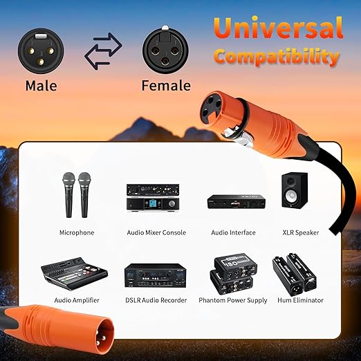 XLR Cables 10 FT 4 Pack XLR Male to Female Microphone Cable 3-Pin Balanced XLR Speaker Cable
