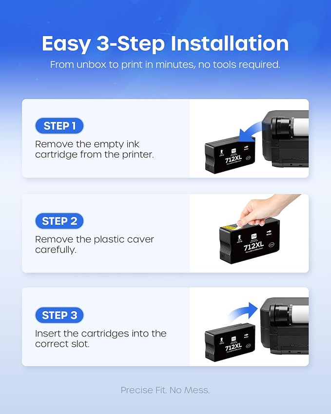 712XL 712 Ink Cartridges High Yield Compatible Replacement for HP | 712XL 712 XL 712 Ink Cartridges for DesignJet T650 T630 T230 T210 Studio Plotter Printer (2 Black, 80-ML Black)
