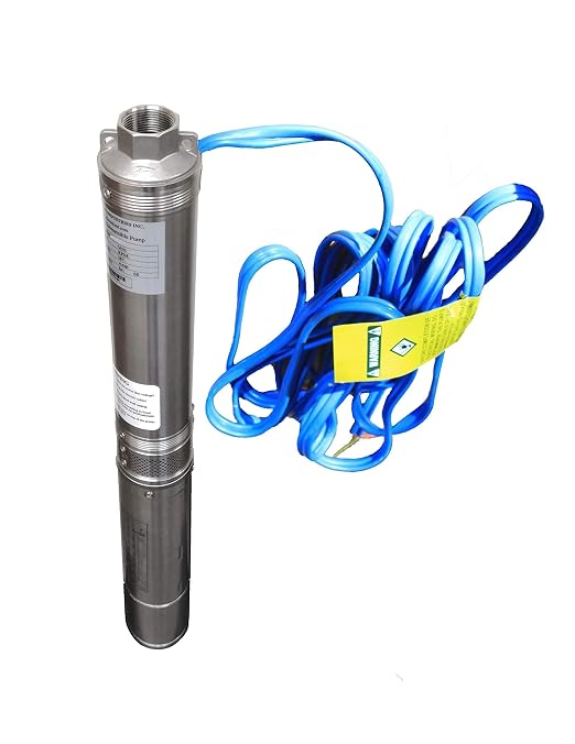 Hallmark Industries MA0343X-4A Deep Well Submersible Pump, 1/2 hp, 230V, 60 Hz, 25 GPM, 150' Head, Stainless Steel, 4"