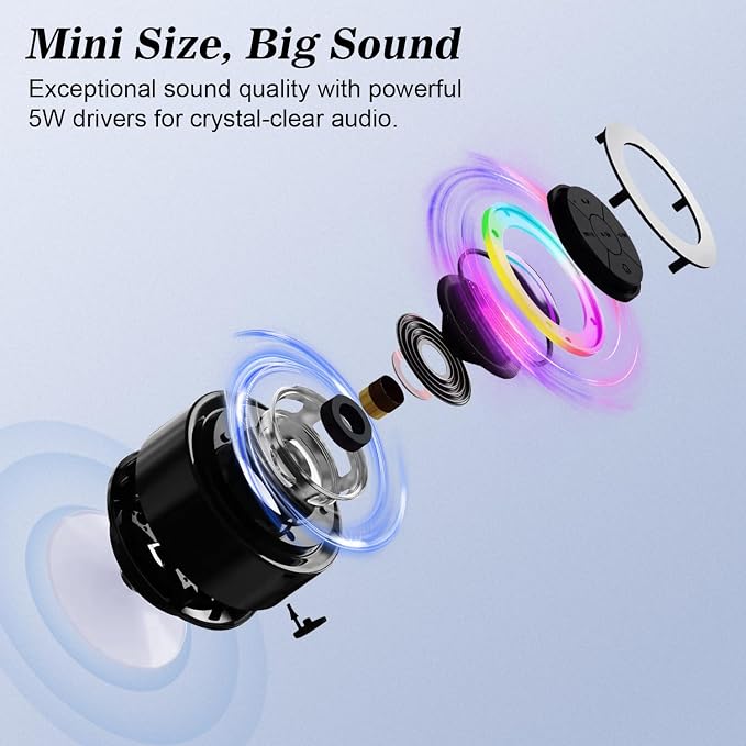 Mini Bluetooth Shower Speaker with Suction Cup, Wireless Shower Speaker Bluetooth Waterproof, IP67 Floating Waterproof Bathroom Speaker, Ideal Gifts for Men Women Kids