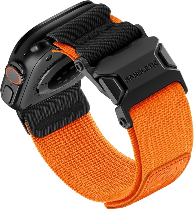 Bandletic Mag Buckle Slim Band Compatible with Apple Watch Ultra Band, Wide Tactical Military Nylon Rugged Soft Bands for iWatch 49mm(Ultra2),46mm(Series 10),45mm(9/8/7),44mm(SE2/SE/6/5/4),42mm(3/2/1)