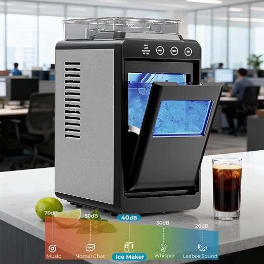 Antarctic Star Countertop Ice Maker, 26lbs/24H Ice Machine, Self-Cleaning Portable Ice Maker with 1.1lb Storage, 8 Bullet Ice in 6 Mins, Compact Ice Maker for Home/Office/Outdoor, Black