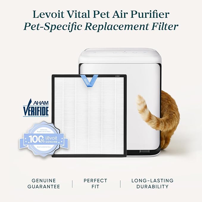 LEVOIT Air Purifier for Home Pets Large Room with Washable Pre-filter, Dual Sensors for Heavy Pet Hair & Allergies, High-Carbon Filter for Dander & Odor, Smart APP Control, Vital Pet White