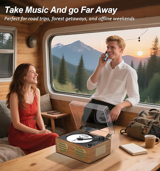 Walnut Wood CD Player with Speakers, Bluetooth Retro Portable Music Player for Home, Wired & Remote Control