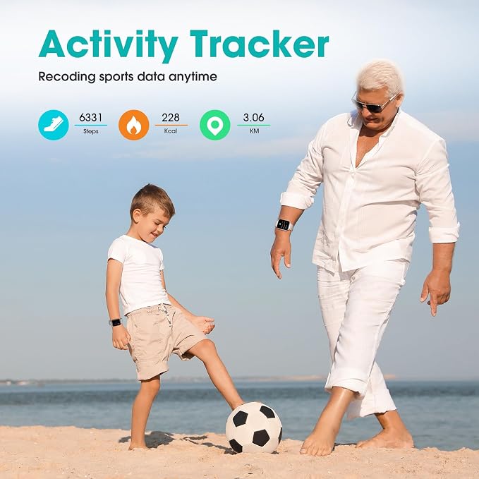 Pedometer Watch Senior Friendly No App/Phone Required, Step Counter | User-Friendly Design, IP68 Waterproof Fitness Tracker, Calories Sleep Tracker, Heart Rate and Sleep Monitor, Stopwatch