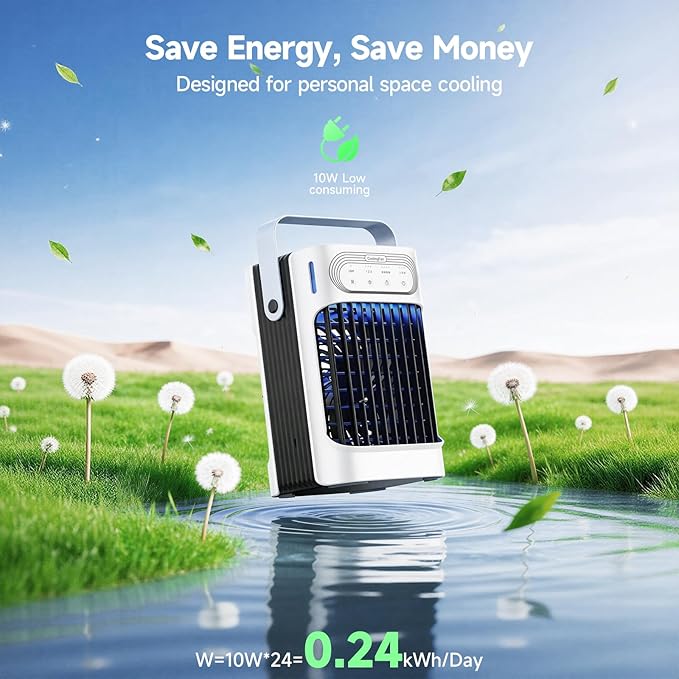 Portable Air Conditioners, 1s fast cooling 16” Standing Fans that Portable AC，120° Oscillating 650ml Water Tank, 5Modes & 4Speeds Cooling Fans