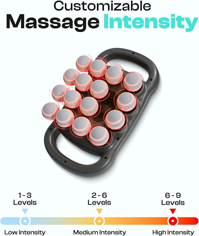 16 Head Massage Gun Deep Tissue Percussion Massager with Red Light Therapy | Multi Head Massager Gun for Muscle Recovery Back Pain Relief | Professional Full Body Massager 9 Modes & 30 Intensities
