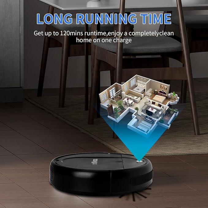 Robot Vacuum and Mop Combo for Pet Hair, 4500Pa Strong Suction, Tangle-Free Brush, 120-Min Runtime, Ultra-Thin 2.8” for Under Furniture, Quiet, Smart Mapping – Ideal for Hard Floors & Large Homes
