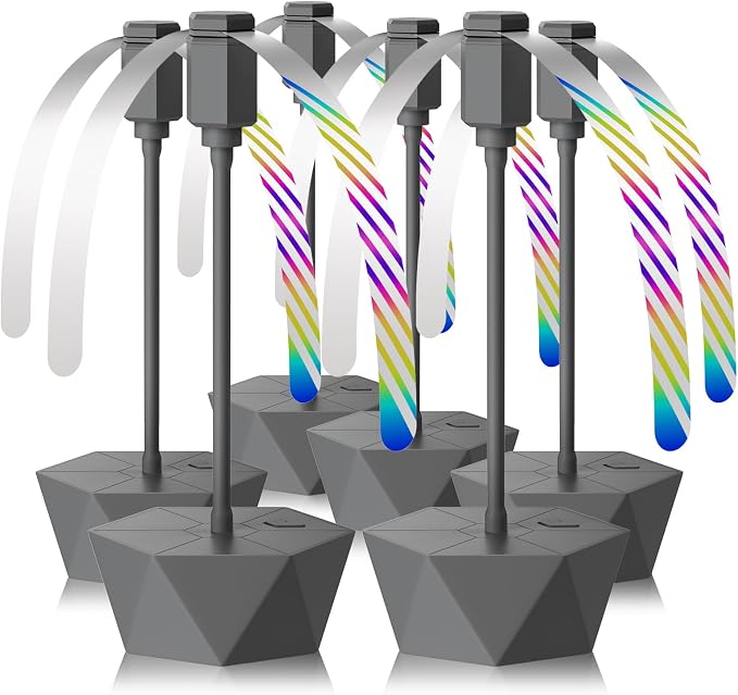 Grete Gotye Portable Battery Powered Fly Fans for Tables Up to 15 Hours Working Time, 6-Pack Indoor Outdoor Food Fan with Flexible Goose-Neck Blades for Home Restaurant Party Picnic Patio BBQ, Grey
