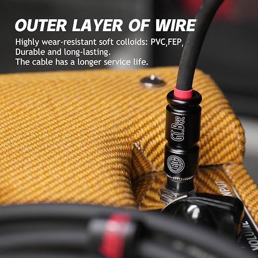 15ft Guitar Cable, 1/4 Inch Straight/Straight Instrument Cable, Electric Guitar Cord Guitar Amp Cord for Bass Guitar Amp and Instruments (GT.Bee Black)