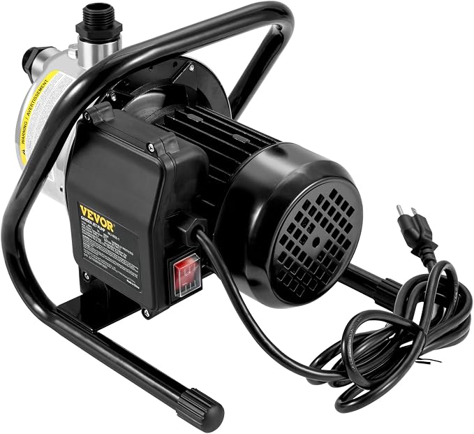 VEVOR Shallow Well Pump,Garden Jet Pump, 1.5 HP 115V, 1200 GPH 164 ft Height, Stainless Steel Sprinkler Booster Jet Pumps for Garden Lawn Irrigation system, Lake Fountain, Water Transfer