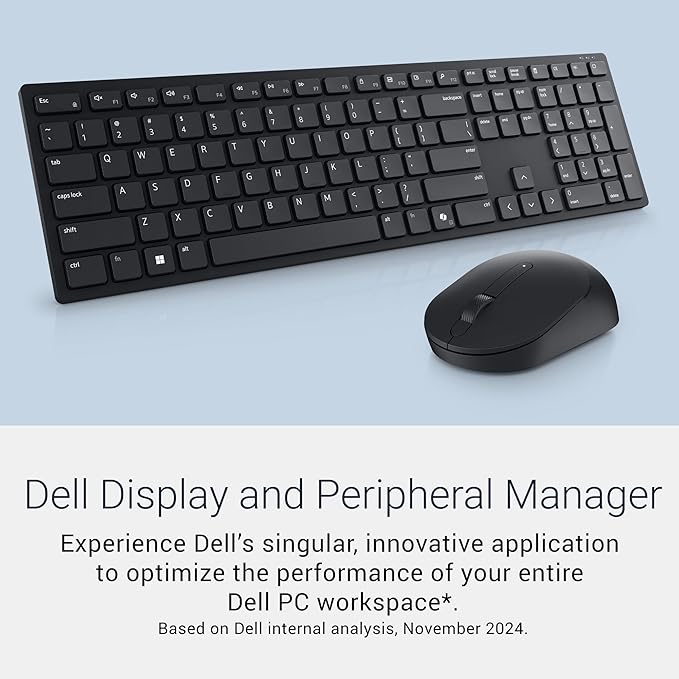 Dell Advanced Wireless Keyboard and Mouse – KM520 - Wireless, 2.4 GHz Interface, USB Wireless Receiver, Volume, Mute Hot Keys, 3 Mouse Buttons, US English, 1 Year Limited Warranty - Black
