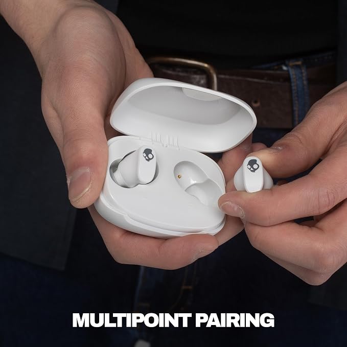Skullcandy Smokin’ Buds 360 Wireless Earbuds, Bluetooth Headphones, Noise Isolating Fit, Up to 20 Hours Battery, IPX4 Sweat and Water Resistant, Microphone for iPhone Android - Bone