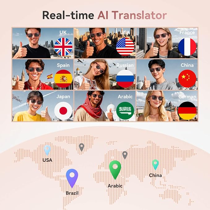 EarlySincere 2026 Ai Smart Glasses for Men Women, 8mp 4k Hd Camera Glasses, 410mah Battery, Supports Photo/Video/Audio Recording, Ai Voice Control, Ai Glasses with Bluetooth Calling(Porto red)