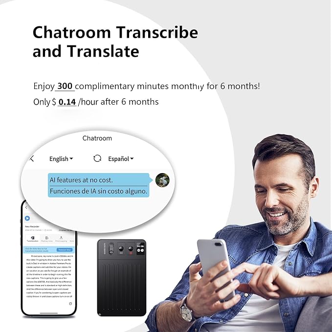 Note AI Voice Recorder, No Fees ChatGPT Transcription/Summary & 30 Smart Templates, App/Web Sync Voice to Text Recorder with 107 Languages & 64GB Memory, Ideal for Work, Lectures, Meetings, Calls