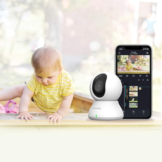 blurams Security Camera 2K 3PCS, Baby Monitor Dog Camera 360-degree for Home Security w/Smart Motion Tracking, Phone App, IR Night Vision, Siren, Compatible with Alexa & Google Assistant & IFTTT