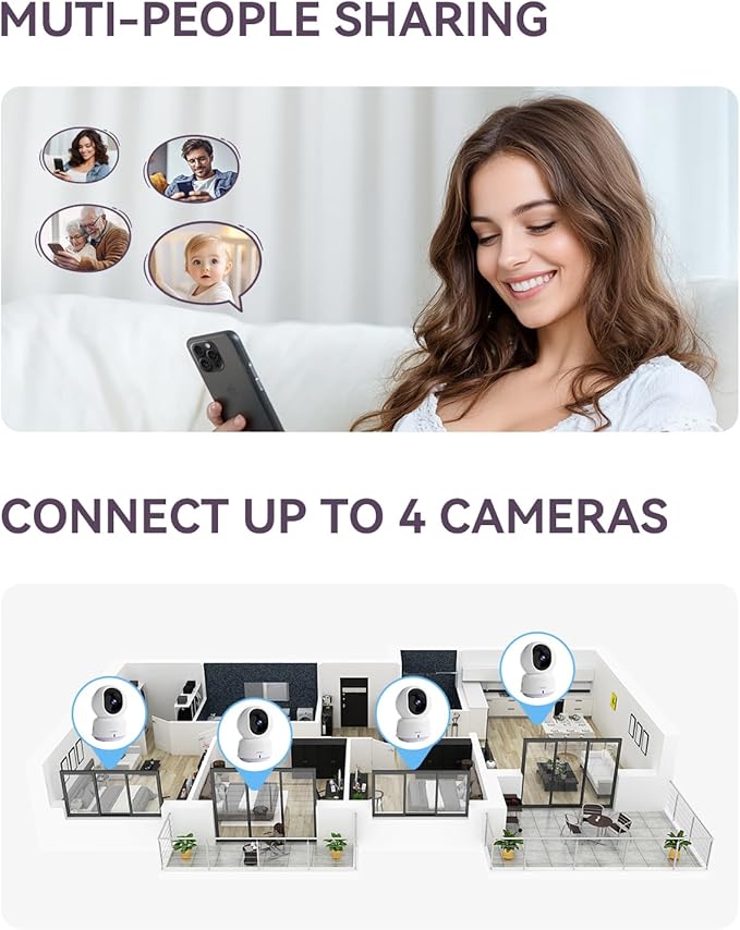 Comfyer Hybrid Video No WiFi & Smart WiFi Baby Monitor - 5" 1080P Split Screen & 2K Camera App Control, Motion Alerts, Sound Detection, HD Night Vision, 5050mAh Battery,Triple Security, 1600ft Range