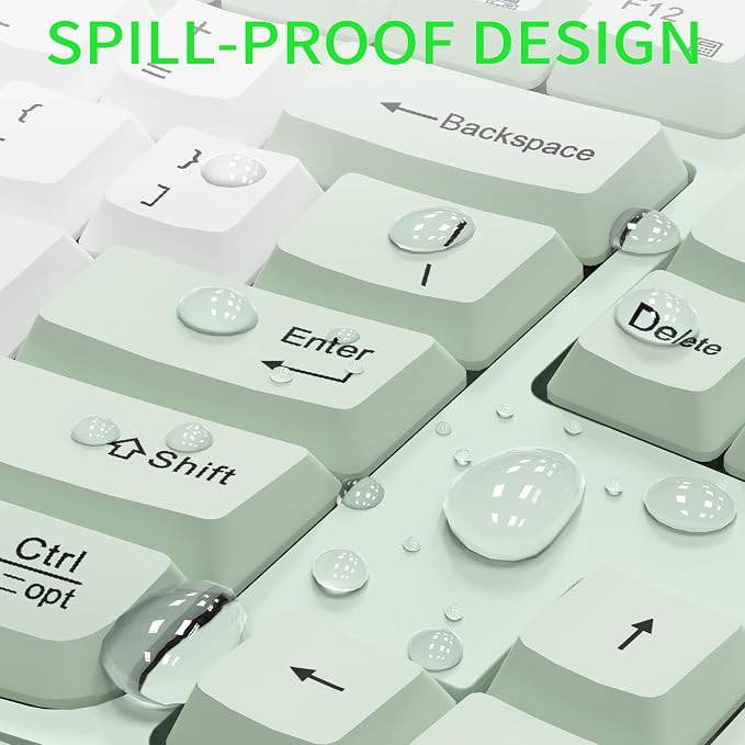 Wireless Keyboard and Mouse Combo,2.4G Full Size Wave Keys Ergonomic Keyboard with Wrist Rest for Natural Typing, 3 DPI Adjustable Ergonomic Mouse for Computer/Laptop/Windows/Mac (Avocado Green-B)