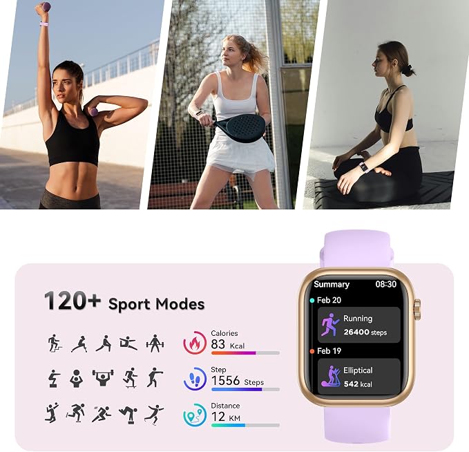 Smart Watch for Men Women(Answer/Make Call), 1.83" Fitness Watch with Heart Rate/Blood Pressure/Blood Oxygen, Pedometer, Sleep Tracker,120+ Sport Modes, IP68 Waterproof Fitness Tracker for Android iOS