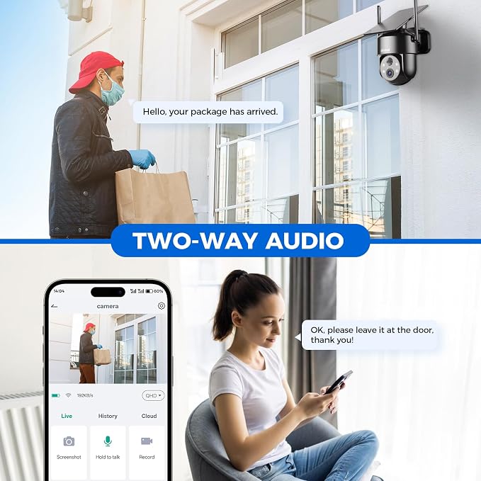 LITYMOL 2K 2.4g WiFi Security Cameras Wireless Outdoor, 360° View Solar Cameras for Home Security, Color Night Vision, Motion Detection, 2-Way Audio, Spotlight Siren Alarm, SD/Cloud Storage