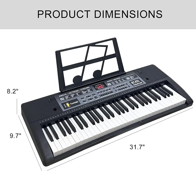 61 Key Electronic Keyboard Piano with Lighted Up Keys, Musical Mini Keyboard Piano with keyboard stand, Digital Portable Synthesizer Keyboards for Beginners Kids Adults (Purple)