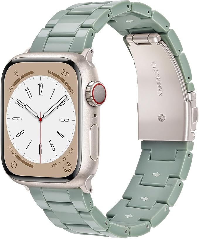 V-MORO Resin Bands Compatible with Apple Watch Series 11/10/9/8/7 Band 40/41/42mm Women men Lightweight Fashion Strap Bracelet with Starlight Buckle for iwatch Series SE/6/5/4/3/2/1(Cactus,38/40/41/42mm)