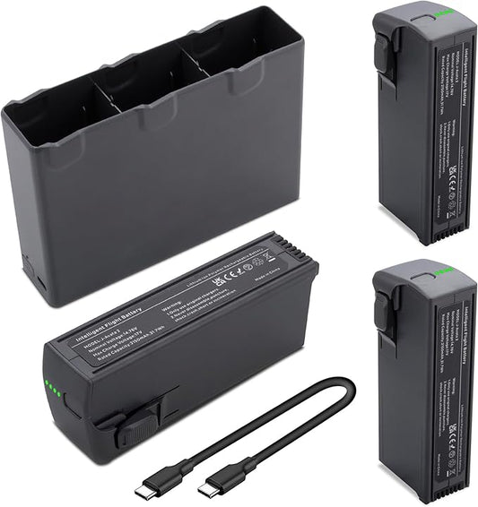 3-Pack Avata2 Intelligent Flight Battery with 2150mAh High Capacity and Upgraded Two-Way Three-Channel Avata 2 Battery Charging Hub Compatible with DJI Avata 2 Drone(23 Minutes of Max Flight Time)