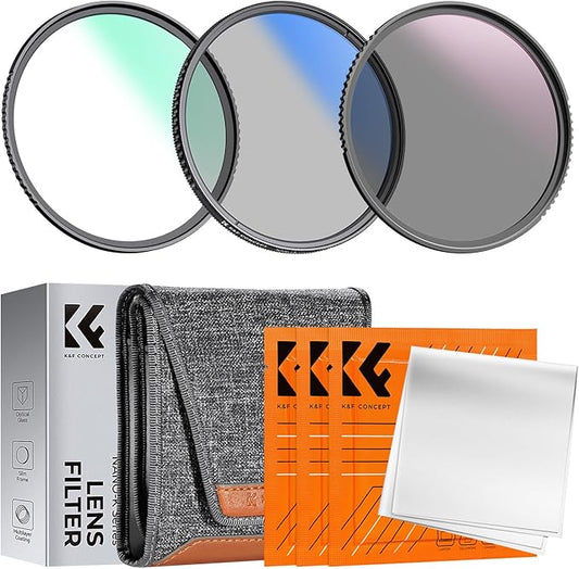 K&F CONCEPT 95mm UV/CPL/ND Lens Filter Kit (3 Pieces)-18 Multi-Layer Coatings, UV Filter + Polarizer Filter + Neutral Density Filter (ND4) + Cleaning Cloth+ Filter Pouch for Camera Lens (K-Series)
